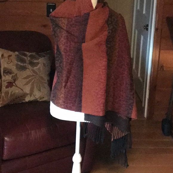 Accessories - Corrierildo 100% Wool Rust & Brown Wrap